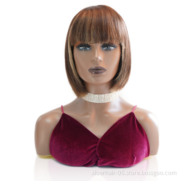Short Pixie Cut For Black Women P4 27 Colored Ombre Machine Made Wig Color Bob Human Hair Wig
